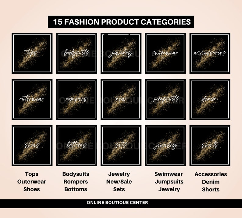 Black white gold website banner set, shopify template, boutique product categories, hero banner, fashion banner, fashion website image 3