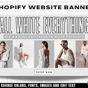DIY White Basic Fashion Boutique Website Banners, Canva Template, Shopify Website, Shopify banners, simple template, web theme
