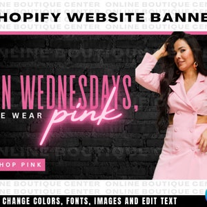 DIY Pink Fashion Boutique Website Banners, Canva Template, Shopify Website, Shopify banners, simple template, web theme