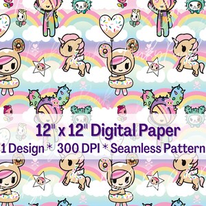 Donutella TOKIDOKI Seamless Digital File, DSS Cartoons for Craft Paper, Fabric, Material, Scrapbook Pattern, Character Seamless Spring