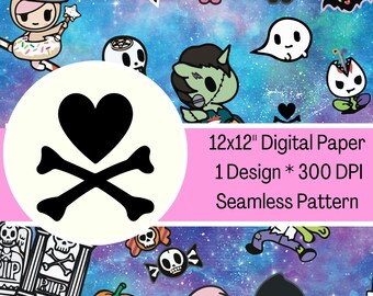 Tokidoki Halloween Seamless File, Donutella, Adios, Ciao (Digital Download)