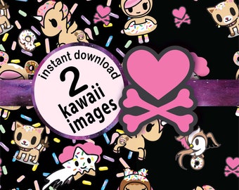 Kawaii Tokidoki Seamless File, Rainbow Cartoon Pattern (Digital Download)