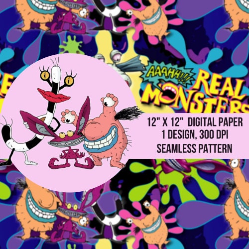 90s Cartoon Pattern  Real Monsters Fabric Design (digital Download) - Etsy