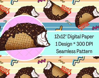 Retro Choco Taco Seamless Pattern, Fabric Print (Digital)