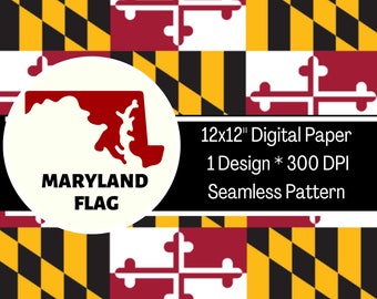Maryland Flag Seamless Pattern, Baltimore Sports Design (Digital File)