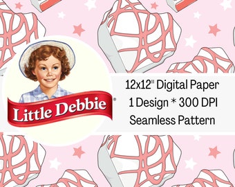 Little Debbie Valentine Heart Cake Seamless Pattern – Fabric, Crafts (Digital File)