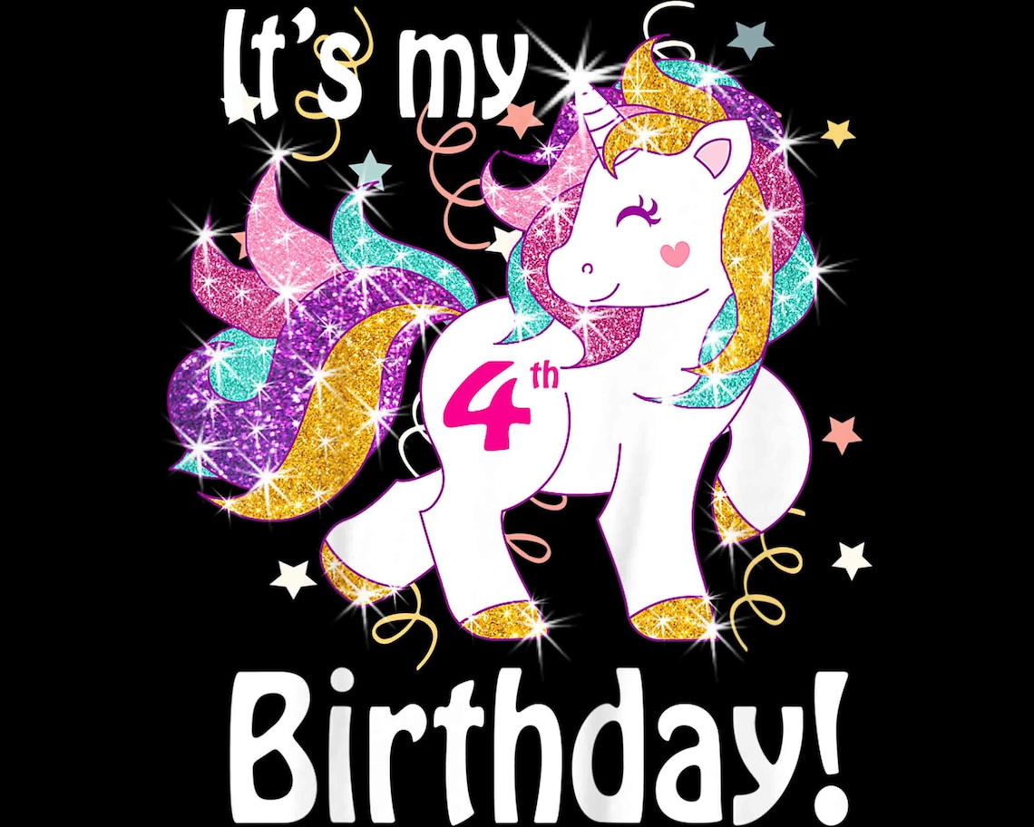 Kinder seine mein Geburtstag Png Mädchen Einhorn 4 Jahre | Etsy