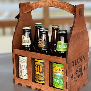 Personalized Wood Beer Carrier, Beer Caddy with bottle opener, groomsmen gift, Gifts for Him, Boyfriend Gifts, Husband gifts, Father gifts