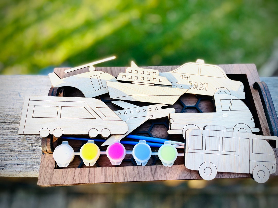 DIY Wood Paint Kit for Kids Transportation Paint Kit DIY Etsy