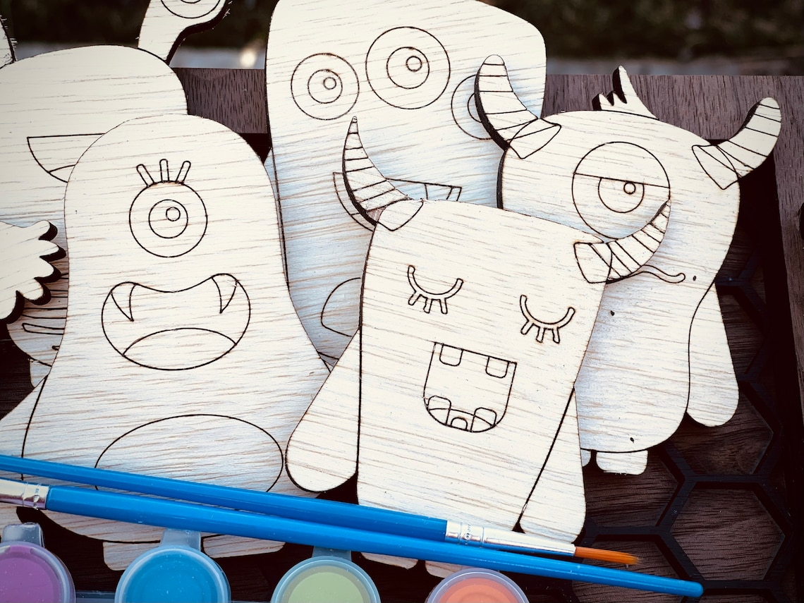 DIY Wood Paint Kit for Kids Cute Monsters Paint Kit DIY Etsy