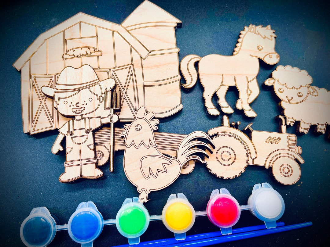 DIY Wood Paint Kit for Kids on the Farm Paint Kit boy Farmer Gifts for