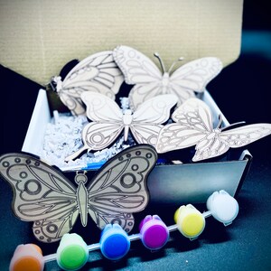 DIY Wood Paint Kit for Kids | Butterflies Paint Kit | DIY Paint Set | Gifts for Kids | Party Favors | Classroom Activity | Party Activity
