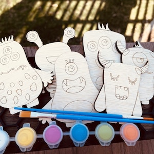 DIY Wood Paint Kit for Kids | Cute Monsters Paint Kit | DIY Paint Set | Gifts for Kids | Party Favors | Classroom Activity | Party Activity