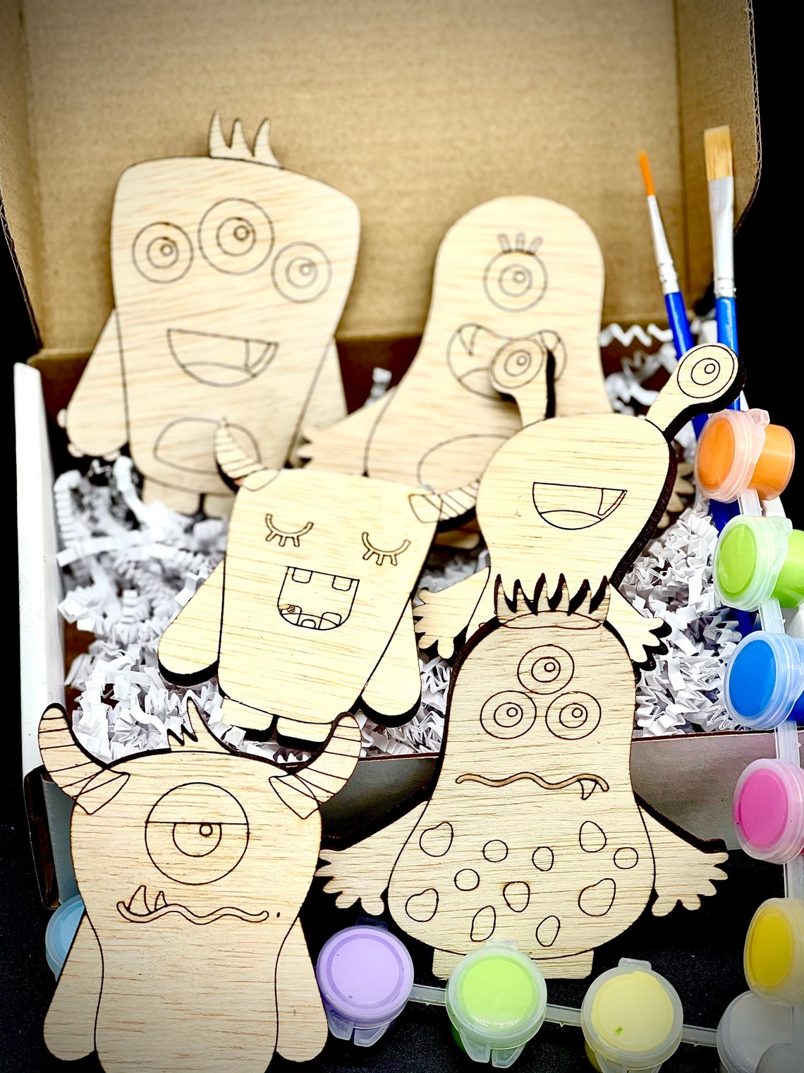 DIY Wood Paint Kit for Kids Cute Monsters Paint Kit DIY Etsy