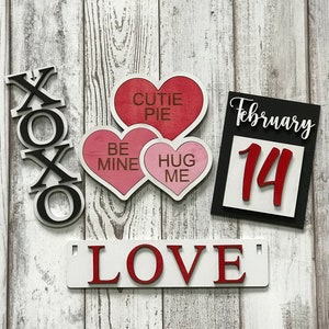 Wooden Valentine's Add on for Farmhouse Crate and Wagon | Valentine's Day Add on Set | Farmhouse Shelf Sitter Crate and Wagon Add On