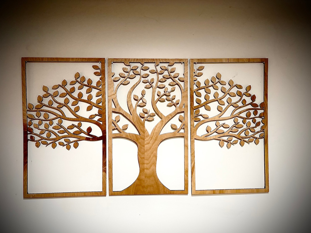 Wood Tree Wall Art Decor Wooden Tree Art 3 Panel Wood Wall Art Panel