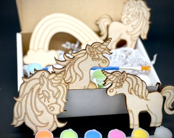 DIY Wood Paint Kit for Kids | Unicorn Paint Kit | DIY Paint Set | Gifts for Kids | Party Favors | Classroom Activity | Party Activity