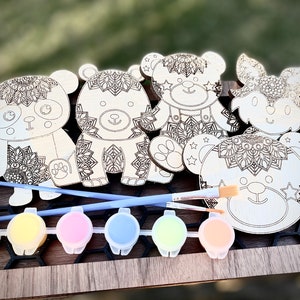 DIY Wood Paint Kit for Kids | Mandela Bears Paint Kit | DIY Paint Set | Gifts for Kids | Party Favors | Classroom Activity | Party Activity
