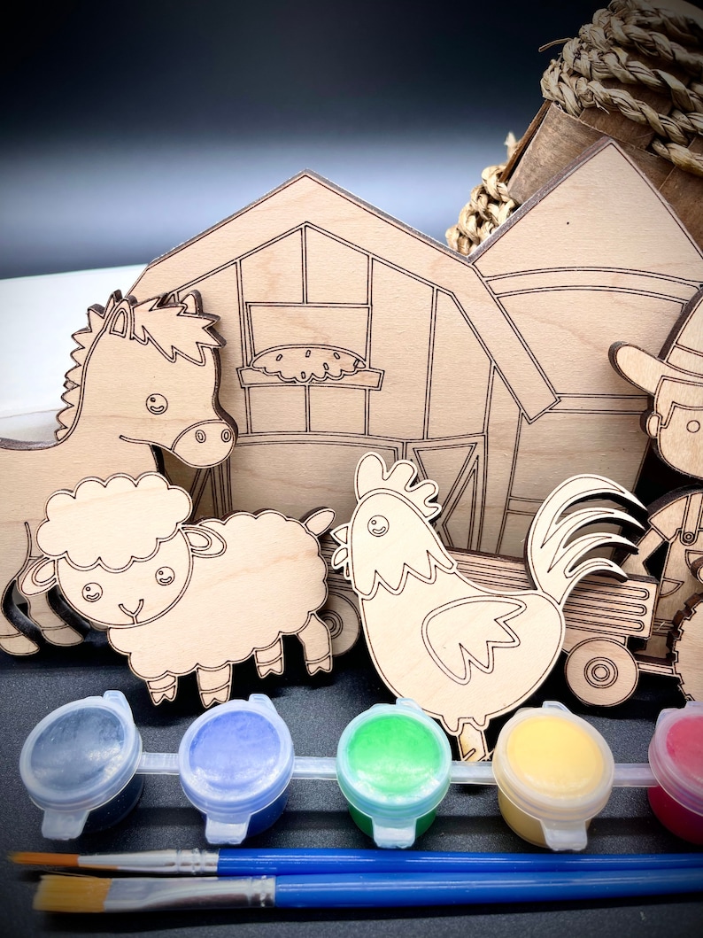 DIY Wood Paint Kit for Kids on the Farm Paint Kit boy Etsy