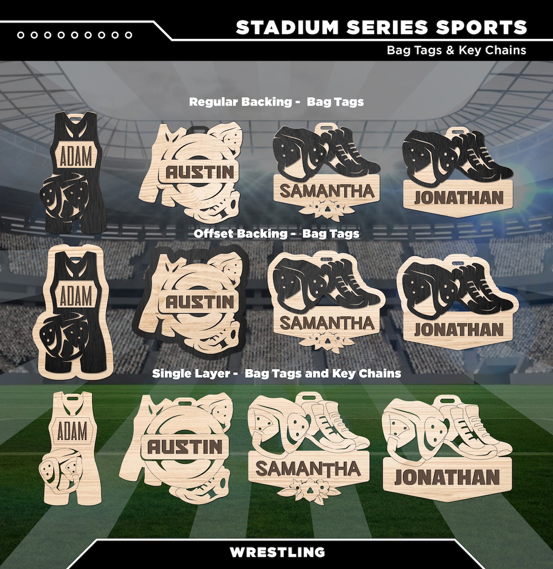 Wrestling Keychains and Bag Tags Tags for Sports Bags Etsy