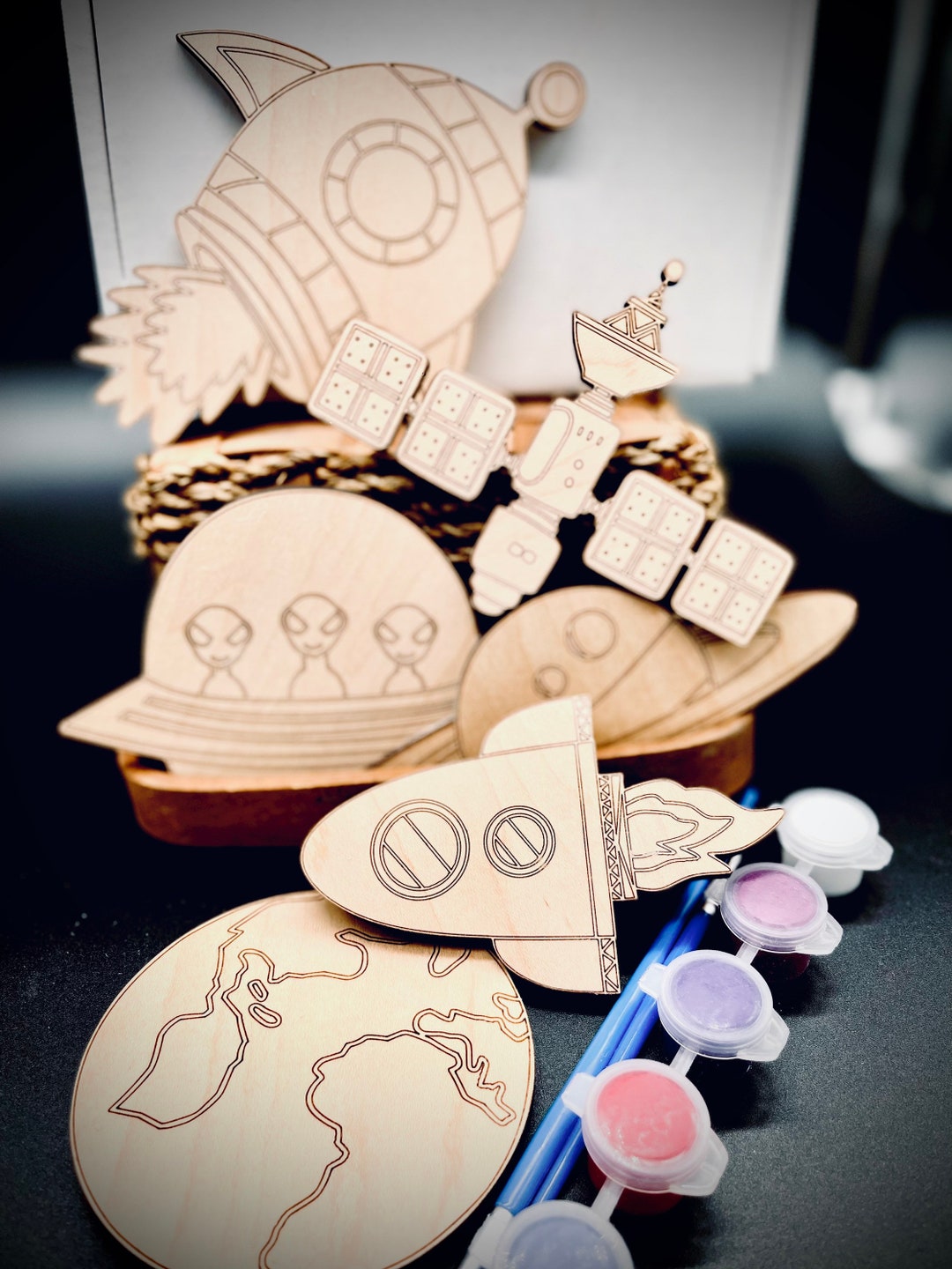 DIY Wood Paint Kit for Kids Space Paint Kit DIY Paint Set Gifts for