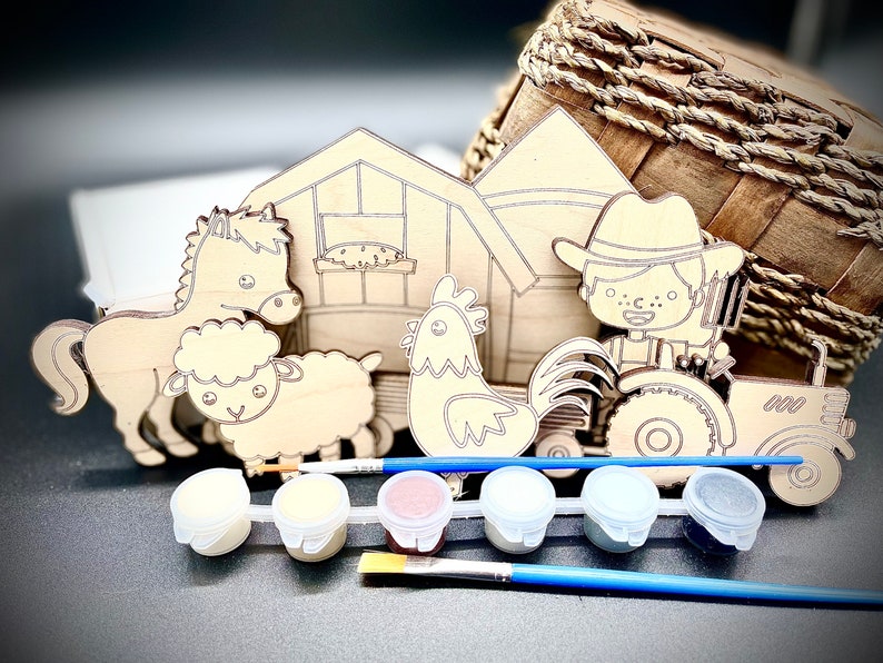 DIY Wood Paint Kit for Kids on the Farm Paint Kit boy Etsy