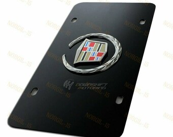 Cadillac Wreath Logo Front License Plate Frame – Stainless Steel, Mirror Finish, Authentic OEM
