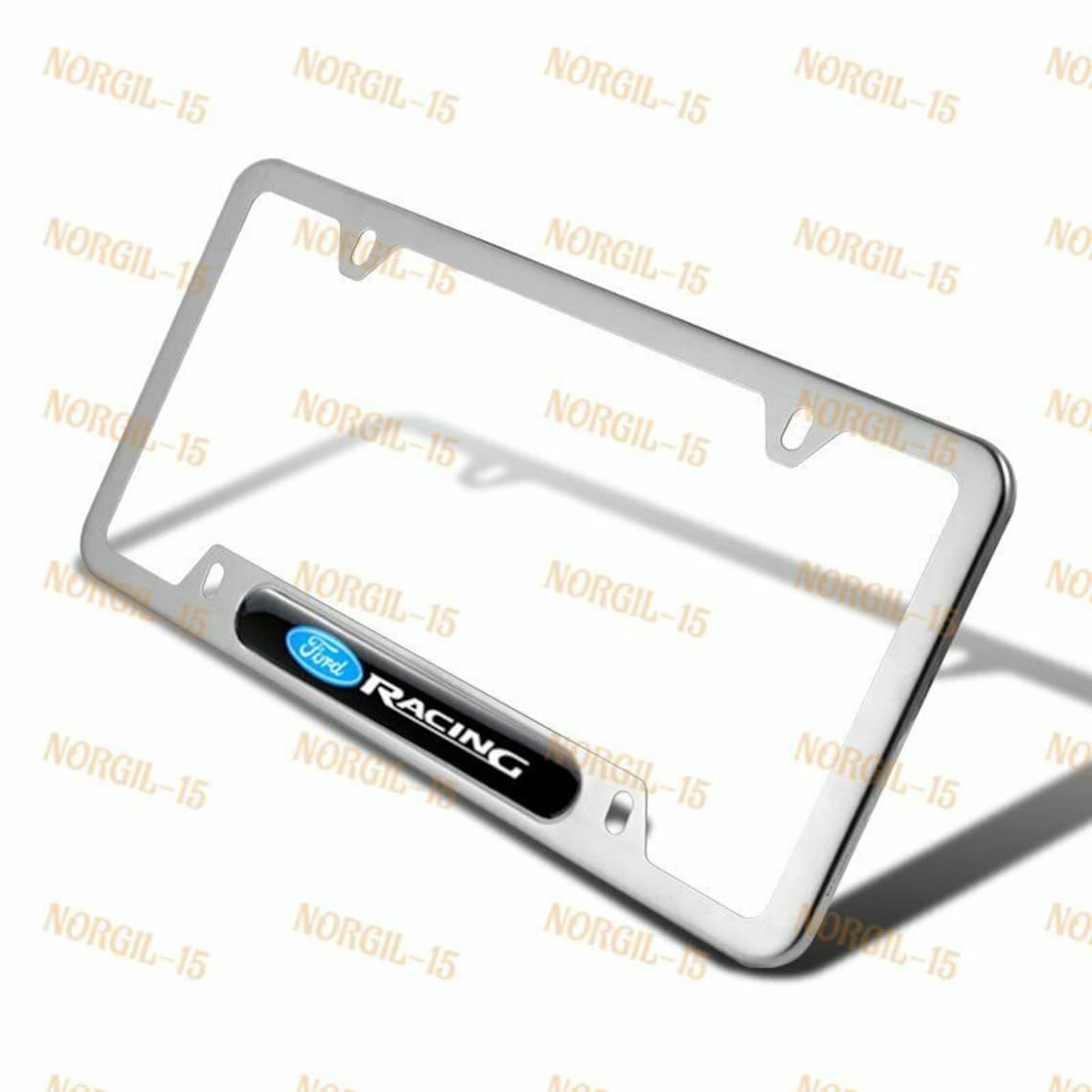 New For 1Pcs Ford Racing Black Silver License Plate Frame Etsy