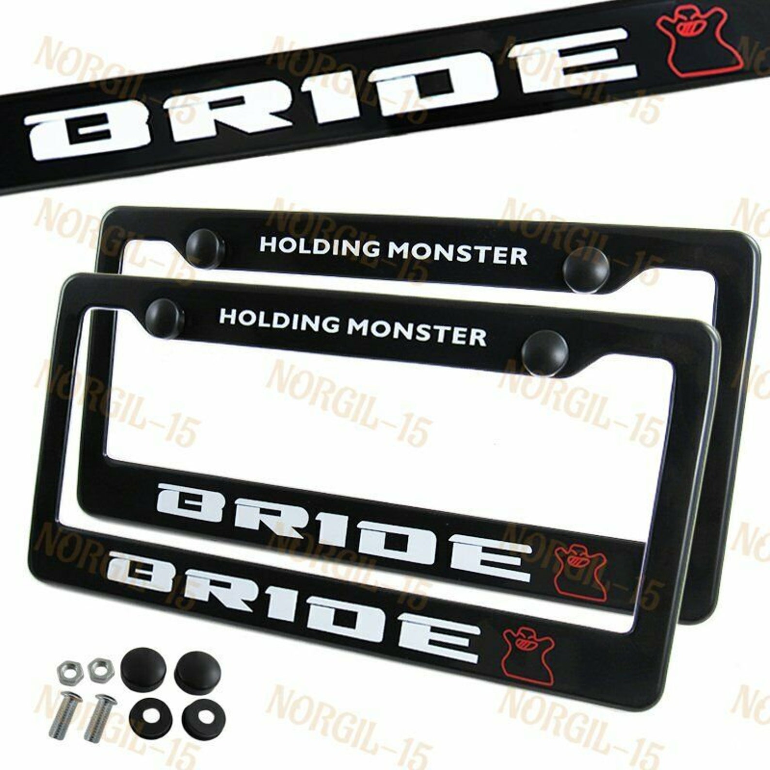 X2 Jdm Bride Black Abs License Plate Frame With Caps for Honda Etsy