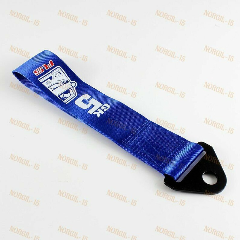 Blue Car Tow Towing Strap Jdm Gk5 Rs Racing Belt Recovery Hook Etsy