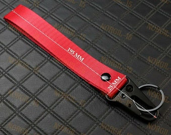 Backpack key Ring Hook Strap Metal Keychain For GMC Racing Red Lanyard Nylon