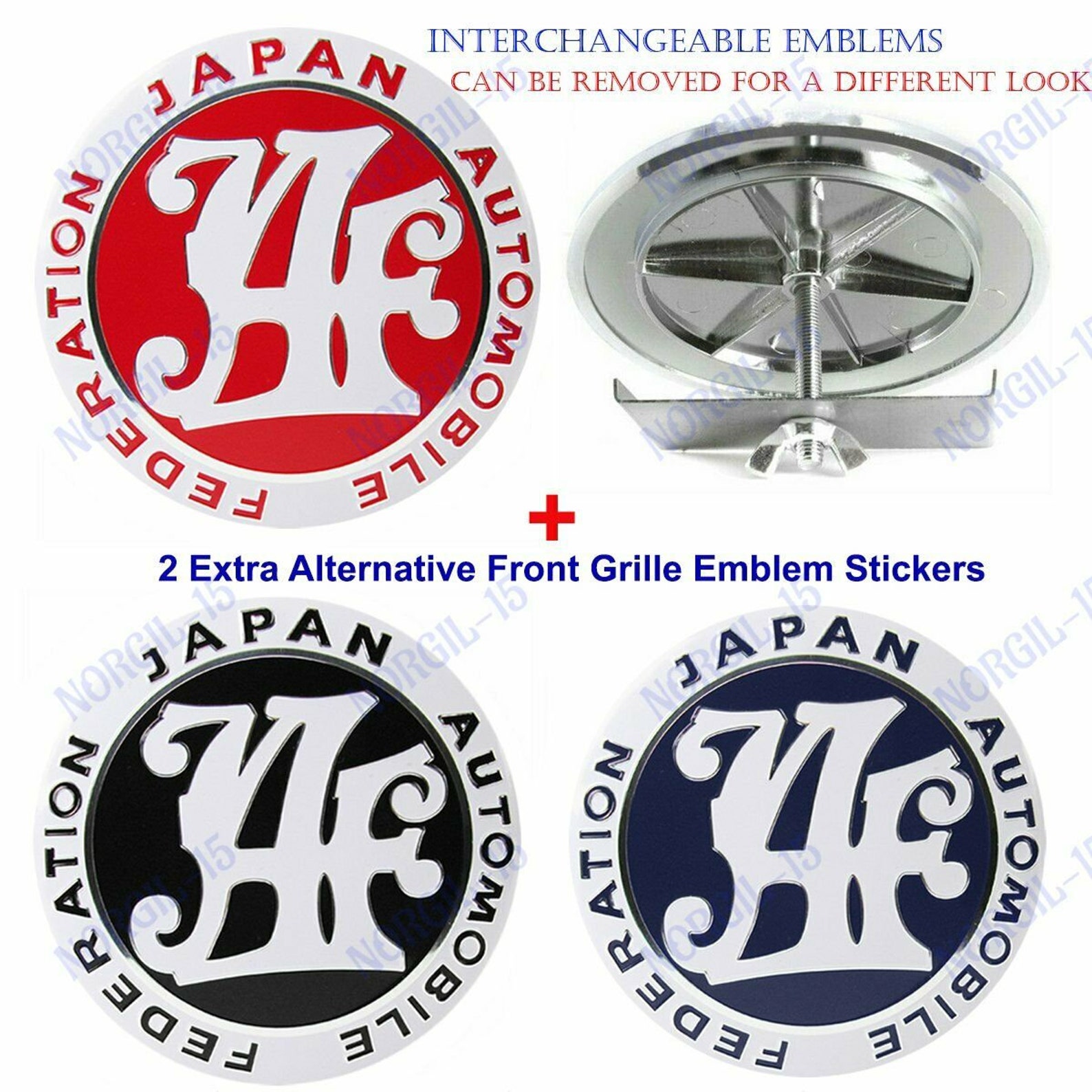 Japan Automobile Federation Jaf Red Grille Emblem Badge 2 Etsy