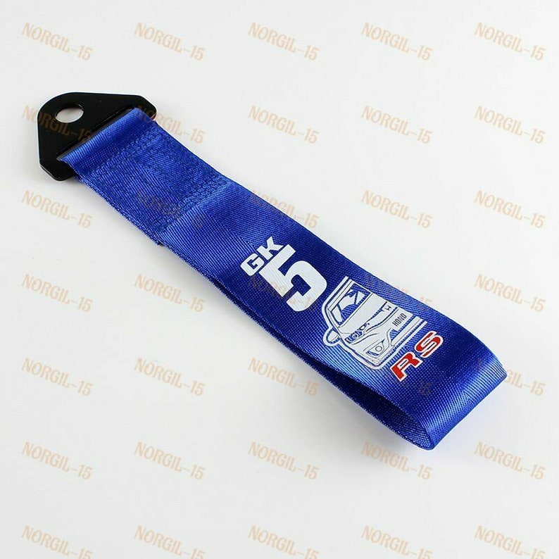 Blue Car Tow Towing Strap Jdm Gk5 Rs Racing Belt Recovery Hook Etsy