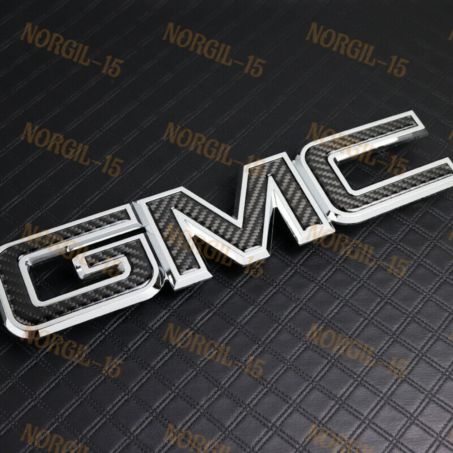 Black Real Carbon Fiber Front Grille Gmc Badge Emblem 9907 Etsy