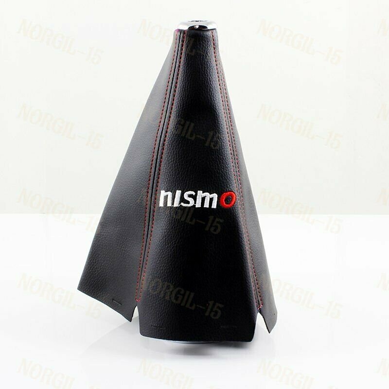 Shift Knob Shifter Boot Cover Black With Red Stitches PVC Leather MT AT Sport Shift Knob Shifter Boot Cover Black With Red Stitches PVC Leather MT AT Sport