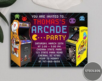 Video Game Arcade 8 Bit Whirls Gaming Birthday Party Hanging Decorations 5 Pc