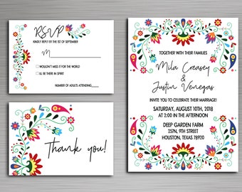 INSTANT DOWNLOAD Colorful Mexican Inspired Wedding Invitation, Fiesta Wedding Invitation, Mexican Cinco de Mayo Wedding, wedding Invitation