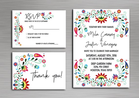INSTANT DOWNLOAD Colorful Mexican Inspired Wedding Invitation | Etsy