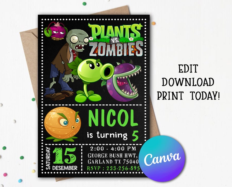 Plants Vs Zombies Invitation Template Fresh Plants Vs Zombies Free