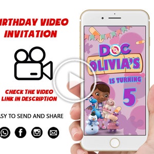 Doc McStuffins Invitation, Doc McStuffins Video Birthday Invite, Doc McStuffins Party, McStuffins Birthday, McStuffins Invite, Doc Party