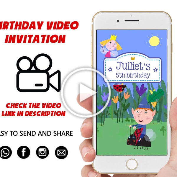 Personalized Ben and Holly's Little Kingdom Invitation, Ben and Holly Birthday Video Invite, Ben and Holly Animated Invitation,Ben and Holly