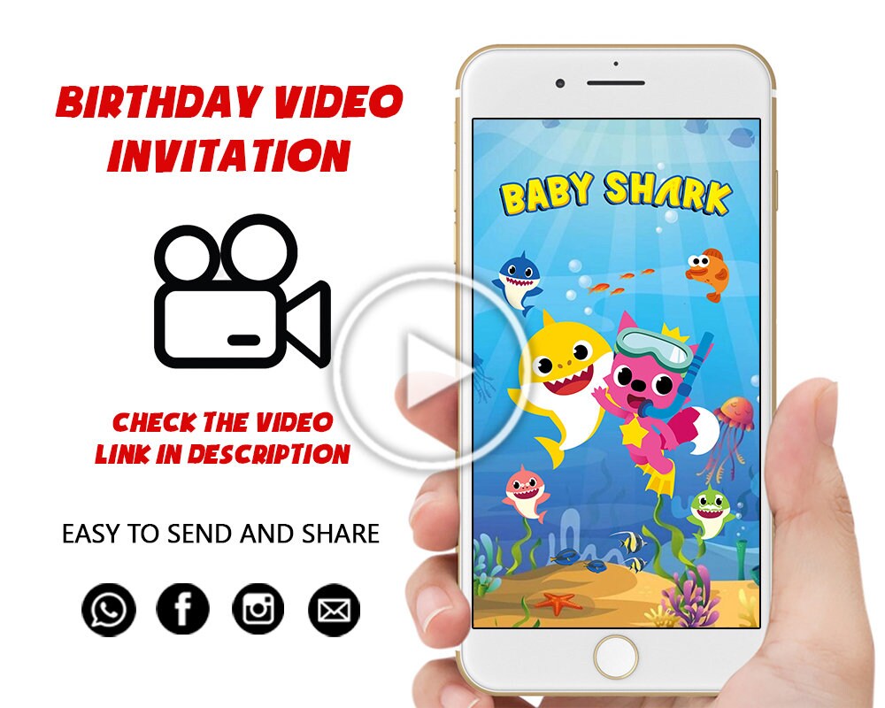 Baby Shark Video Invitation Baby Shark Birthday Invitation Baby Shark Party Invite Baby Shark Invitation Under the Sea