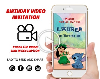 Lilo and Stitch Video Invite, Lilo and Stitch Party, Lilo and Stitch Birthday, Lilo Stitch Birthday Invite, Aloha Birthday, Ohana Invite