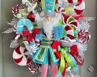 Sweet Candy nutcracker wreath, Sweets wreath, Christmas wreath, Holiday wreath, Winter wreath, Nutcracker wreath