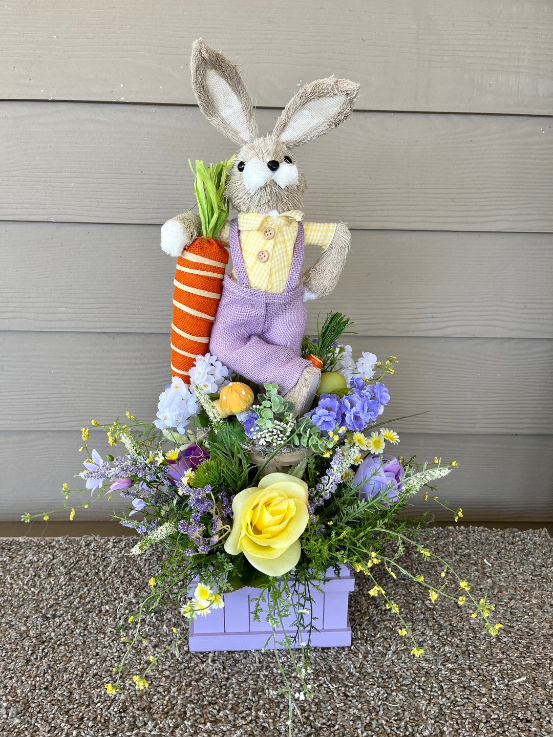 Purple Bunny Centerpiece, Bunny Floral Arrangement, Easter Centerpiece ...