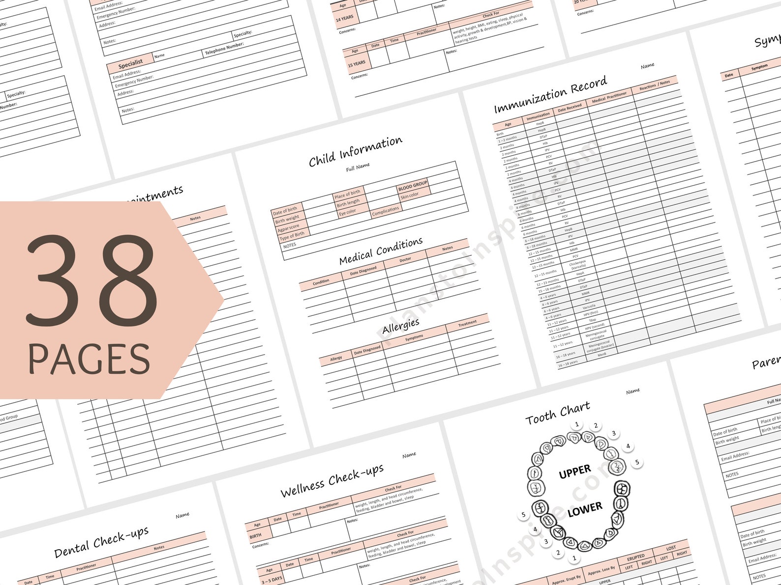 Printable Children's Health Journal Medical Information Etsy