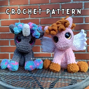 Unicorn and Pegasus Crochet Pattern  - Mythical - Whimsical - Spooky - Amigurumi - Market Prep - Fun