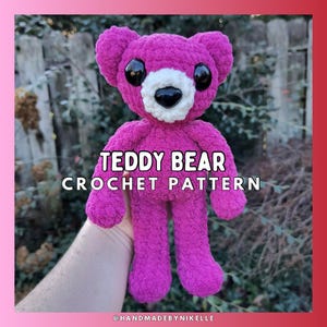 DIGITAL FILE - Teddy Bear Crochet PATTERN - Low Sew - Amigurumi - Valentines Day