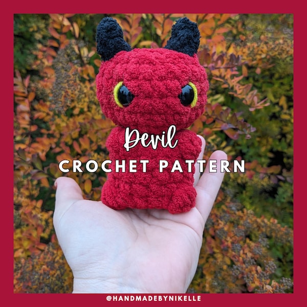 Low Sew Baby Devil Crochet Amigurumi PATTERN - No Sew Option