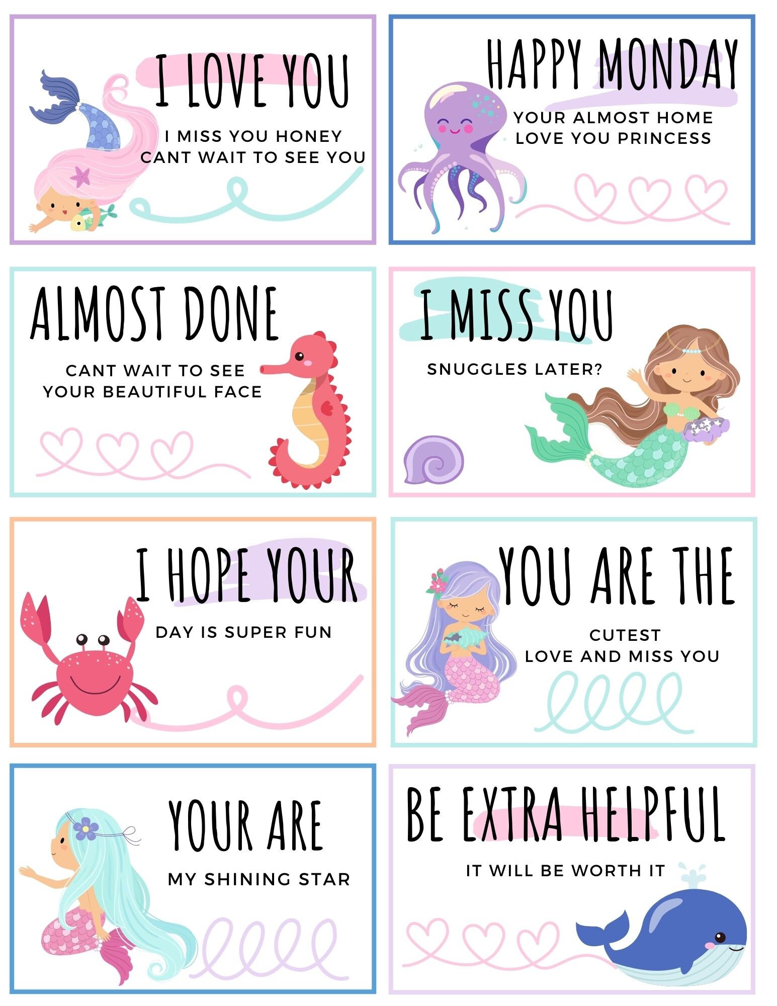 Mermaid Notes Mermaid Lunch Notes - Etsy